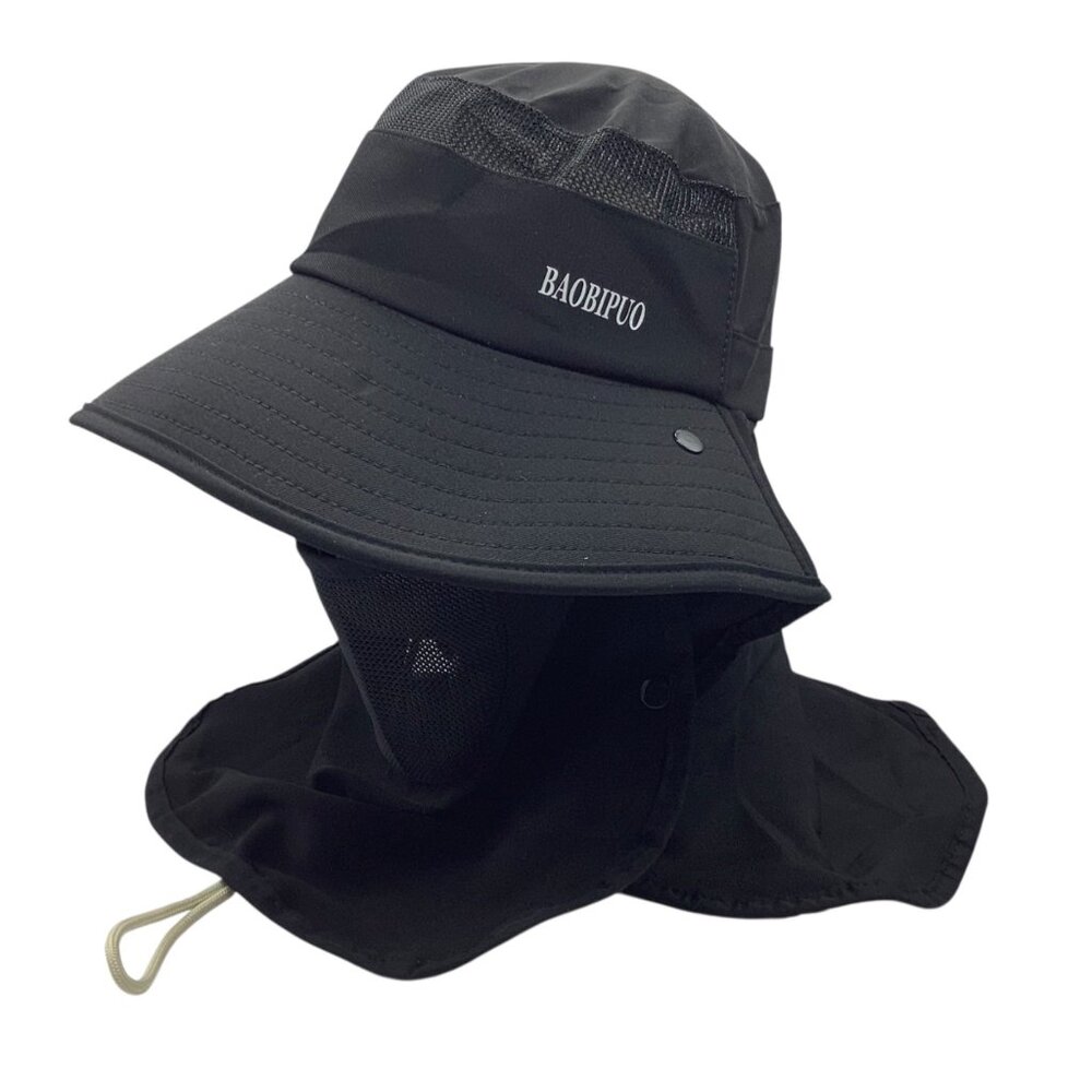 Outdoor Protection Wide Brim Fish Sun Hat‎ Neck Flap Mesh Hiking Safari